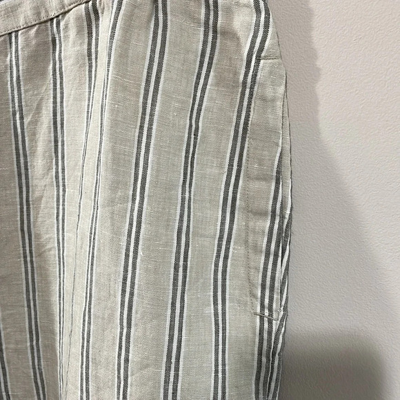 NWOT Coldwater Creek 100% Linen Pull On Wide Leg Crop Pants Striped L - Picture 5 of 15